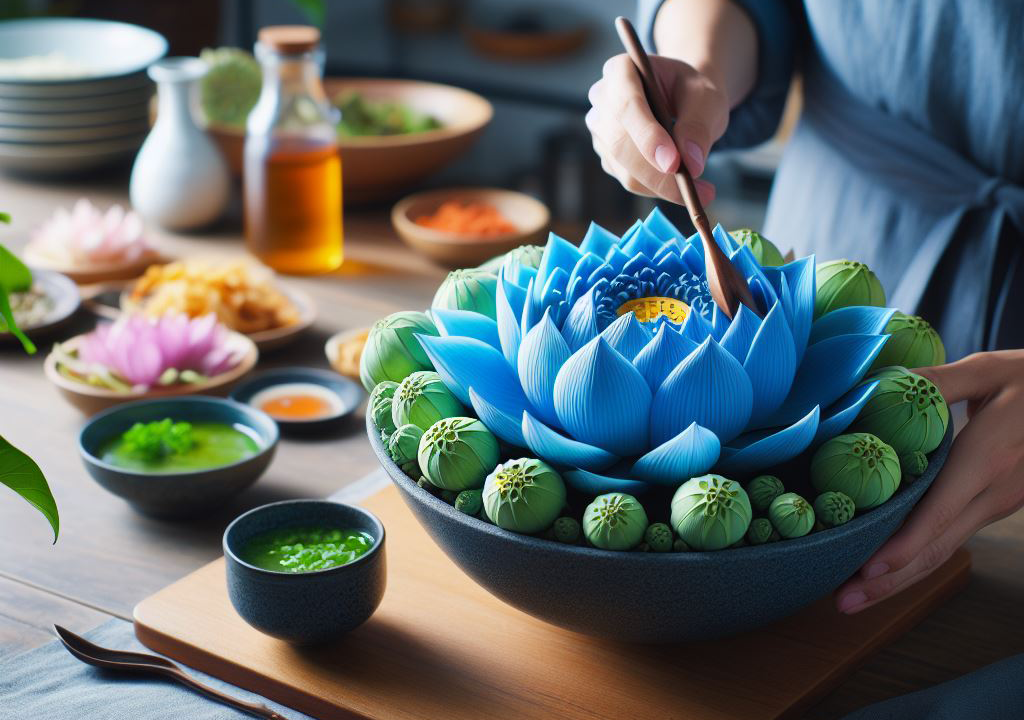 La fleur de Lotus Bleu dans la cuisine