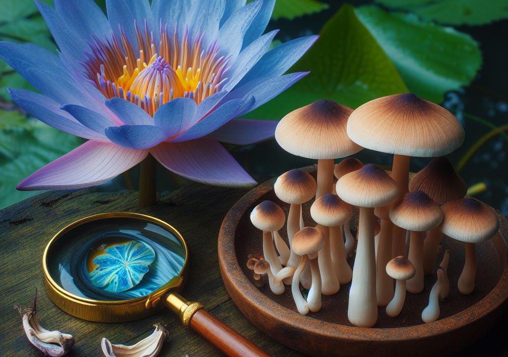 Comparaison : Lotus Bleu (Nymphaea caerulea) et champignons magiques (Psilocybe cubensis)